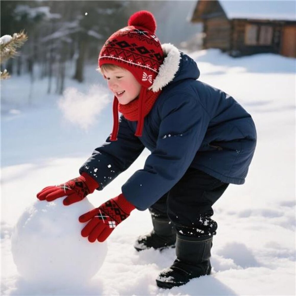 4 Pcs Kids Winter Beanie Hat Gloves Scarf Sock Set - Picture 7 of 7